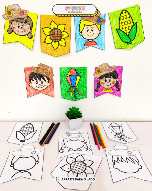 ATIVIDADE BANDEIRINHAS PARA COLORIR - Imagem 2