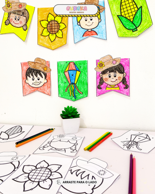 ATIVIDADE BANDEIRINHAS PARA COLORIR - Imagem 3